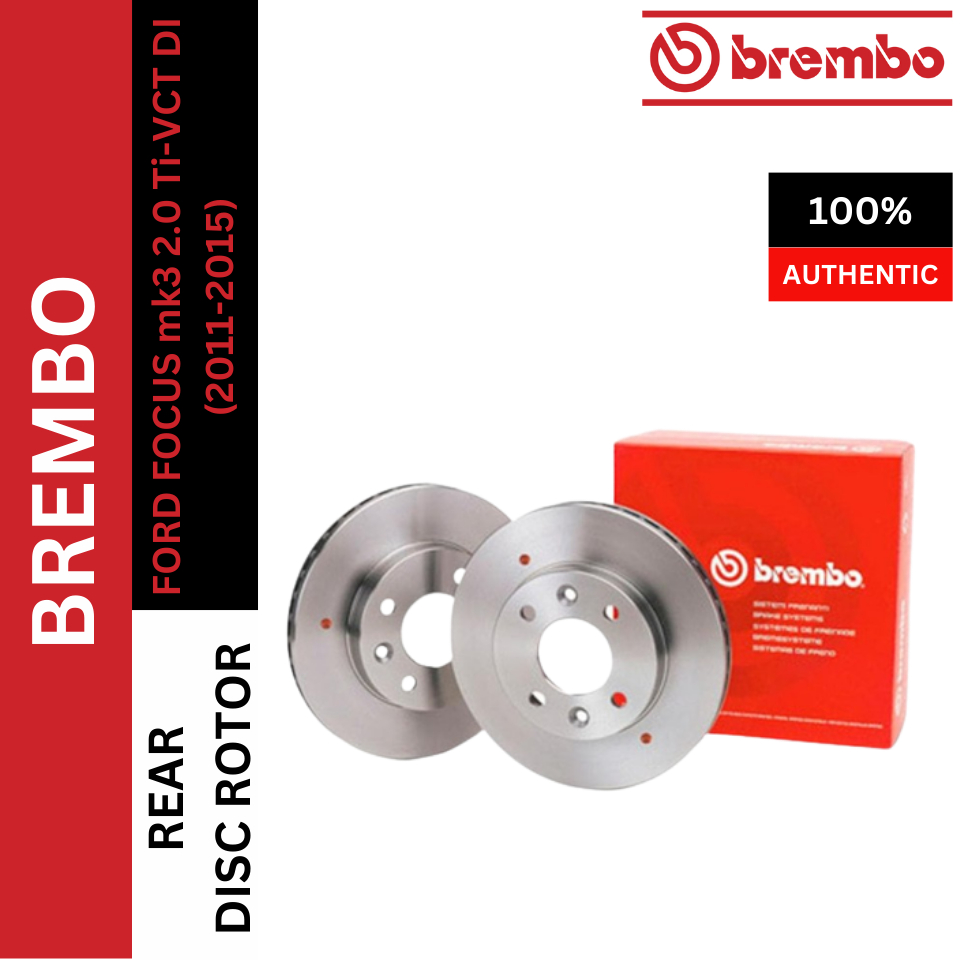 GENUINE BREMBO REAR BRAKE DISC ROTOR FORD FOCUS mk3 2.0 Ti-VCT DI (2011 ...