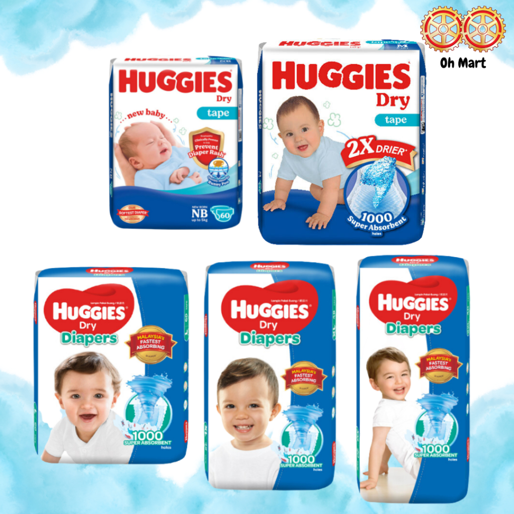 Huggies Dry Diapers Tape super jumbo pack | Shopee Malaysia