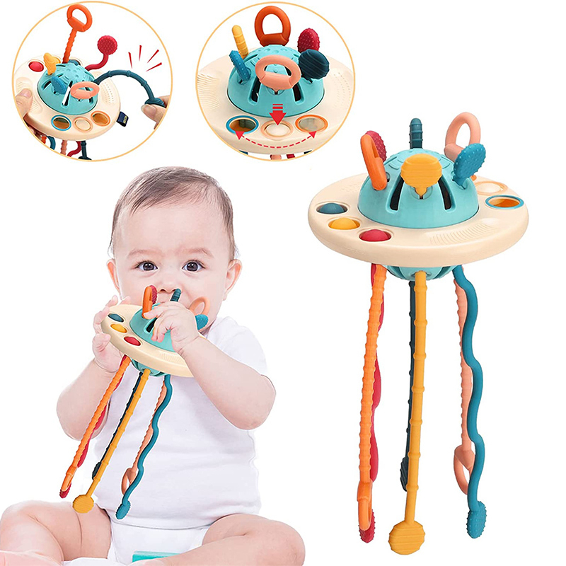 Montessori Sensory Toys Silicone Pull String Toys Baby Activity Motor ...