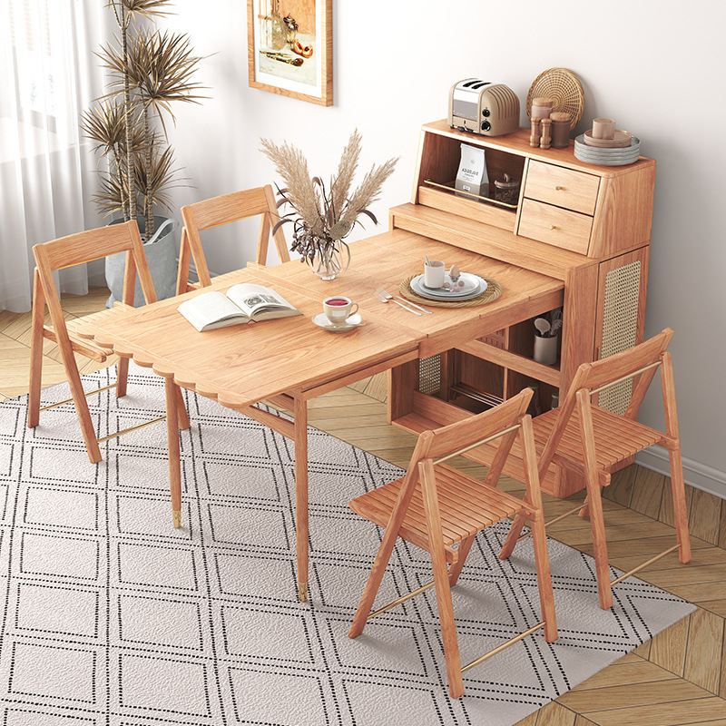 Nordic Folding Dining Table Dining Chair Set Solid Wood Table Side