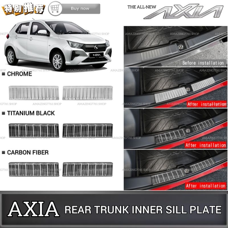 AMAZING PERODUA NEW AXIA 2023-2024 STAINLESS CAR REAR BUMPER INNER SILL ...