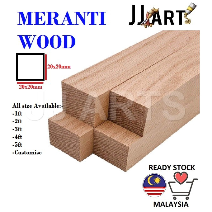 Kayu Meranti Meranti Wood 20x20mm Solid meranti wood Siap ketam Smooth surface