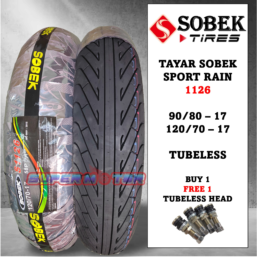 TAYAR MOTOR 90/8017 & 120/7017 TUBELESS TYRE BUNGA CORSA SPORT RAIN
