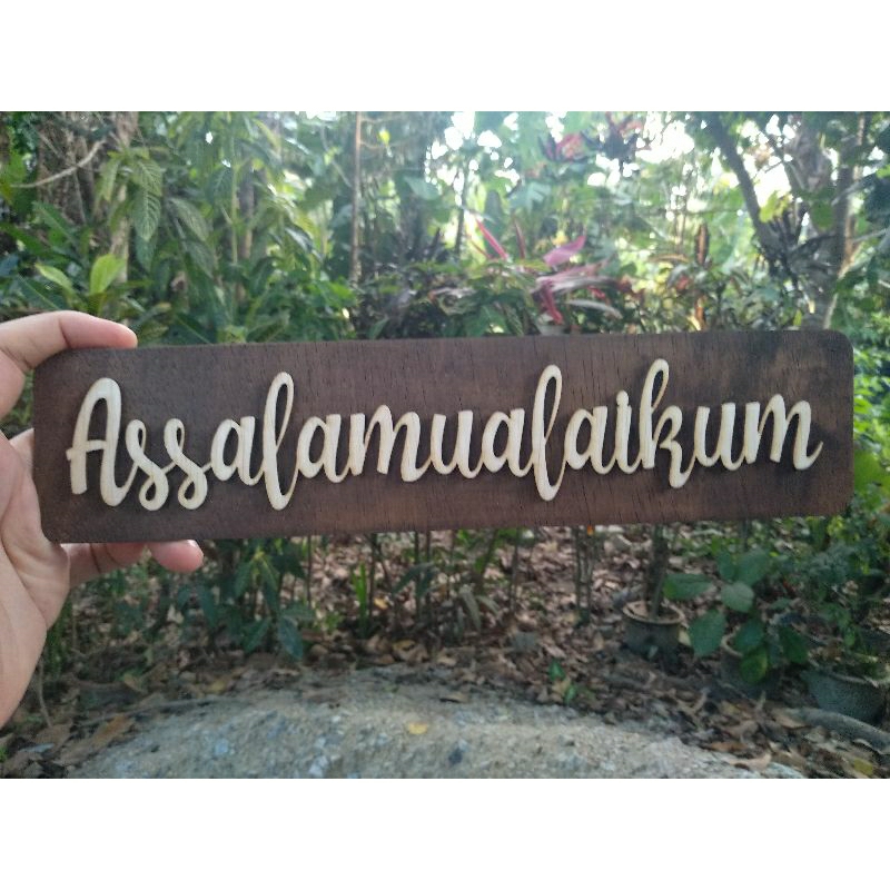 Assalamualaikum Sign Wall Door Frame Khat Home Deco Wooden Kayu Plywood