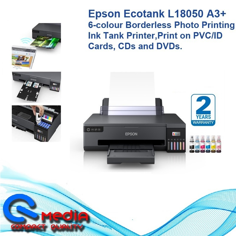 Epson L18050 Replace L1800 A3 Photo 6 Colour Ink Tank Printer With Original Ink Borderless Print 6790