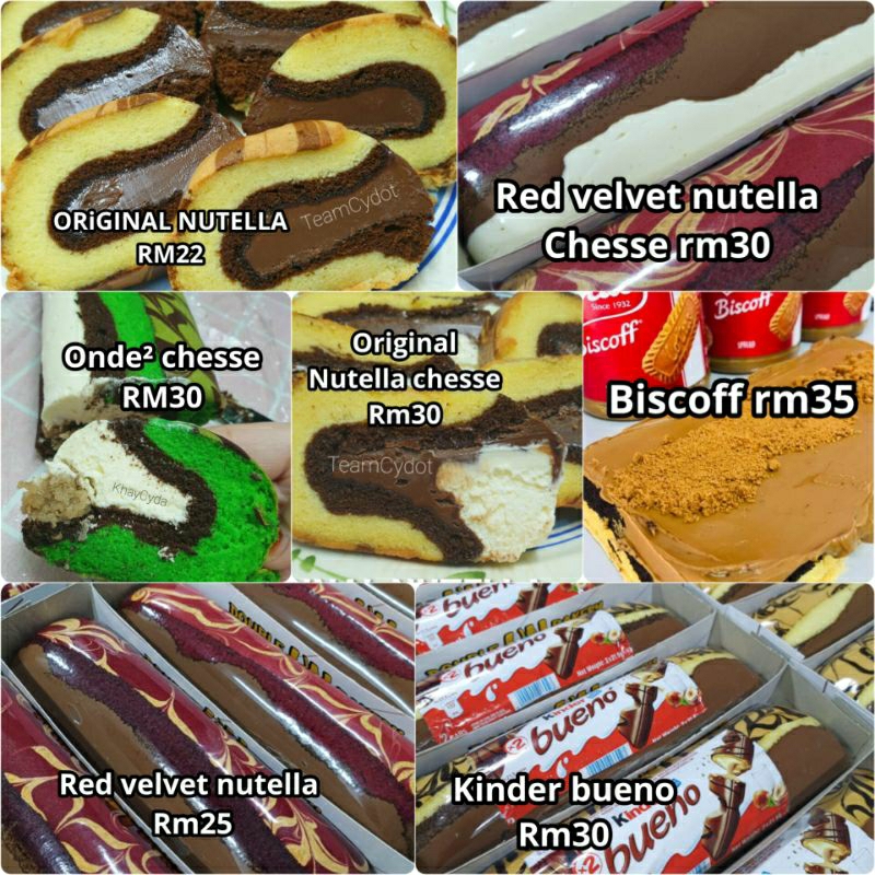 Kek Tapak Kuda Nutella Kinder Bueno Biscoff Red Velvet Nutella