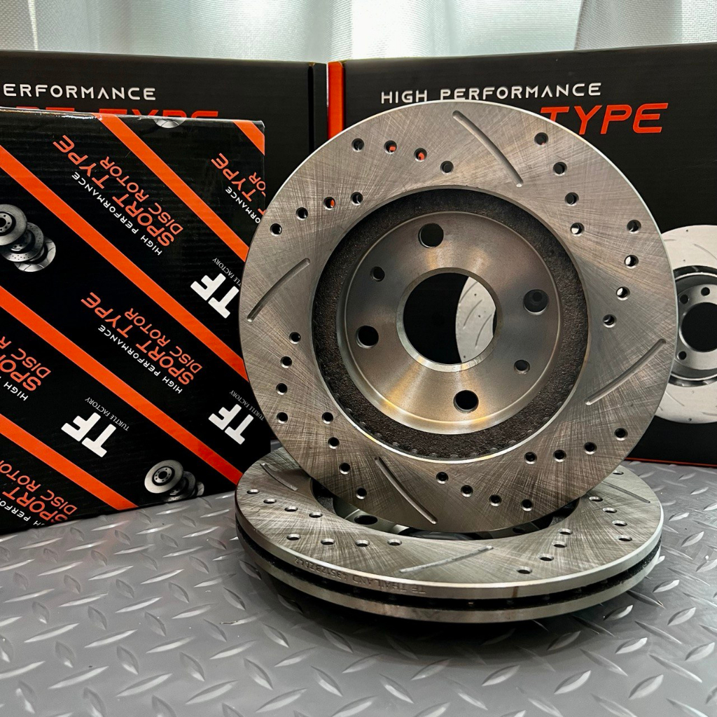 ORIGINAL TF THAILAND SLOTTED & DRILLED DISC ROTOR FRONT FOR PERODUA ...