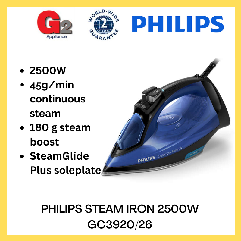 Philips (Ready Stock) Perfect Care Steam iron GC3920/26 - Philips 2 Years  Warranty Malaysia