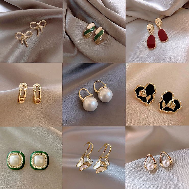 Earring S925 Silver Needle Elegant Pearl Diamond Cute Korean Style ...