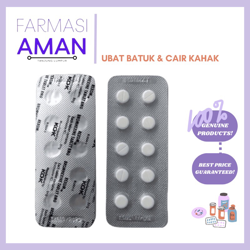 Rexom Bromhexine Tablet 8mg 10's (Ubat Pecah Kahak) | Shopee Malaysia