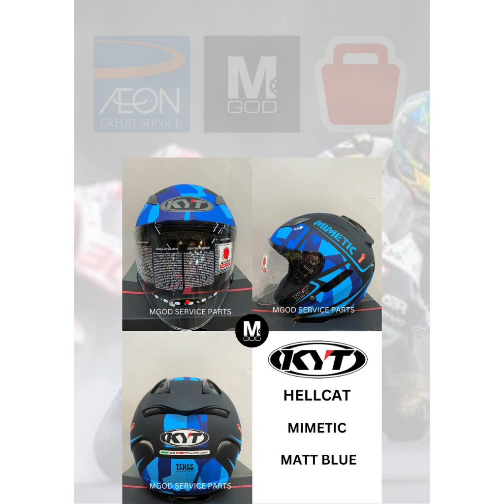 YWHL0022 KYT HELMET MIMETIC MATTE BLUE KYT HELLCAT KYT HELMET OPEN FACE