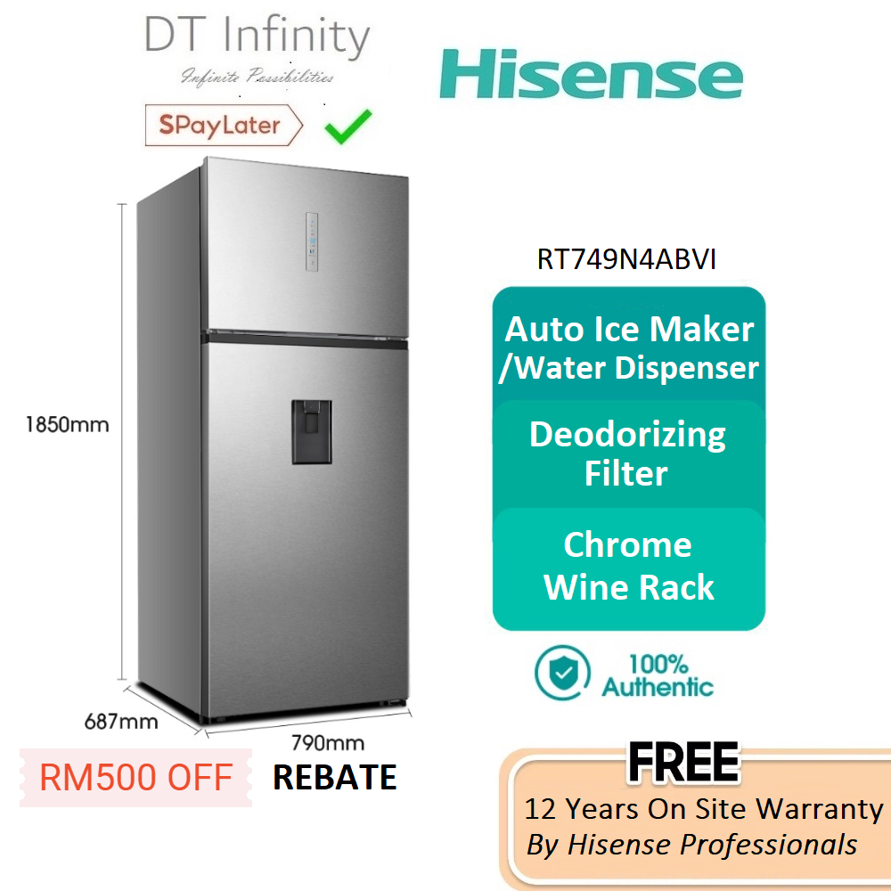 RM500 REBATE Hisense Fridge 700L Inverter Refrigerator 2 Door Fridge 