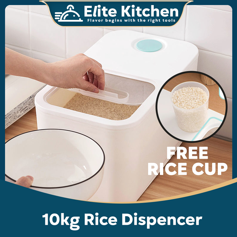 Elite Kitchen 10KG Rice Storage Rice Box Grain Rice Dispenser Bucket