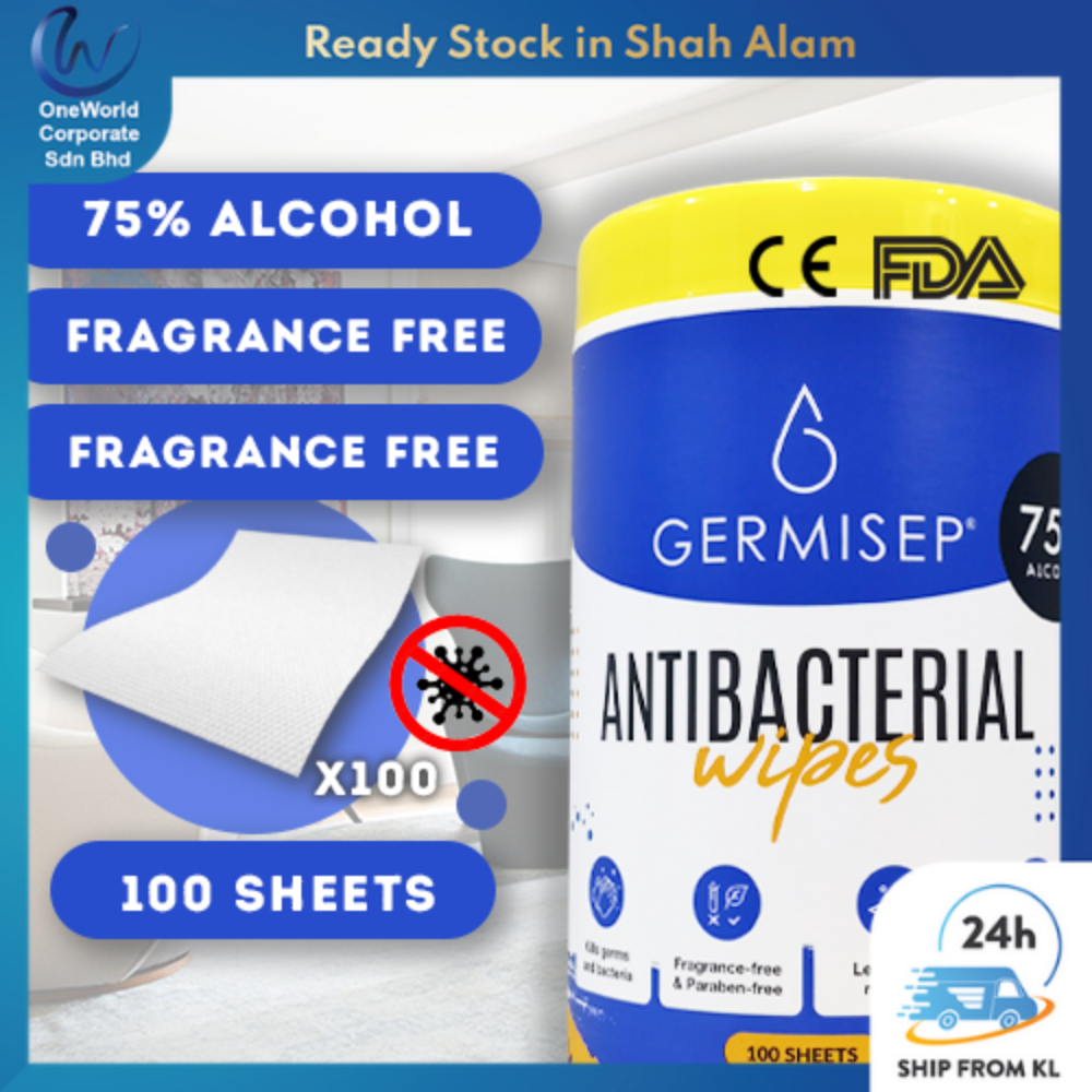 Germisep Disinfectant Alcohol Wipes Kill 99.9 Virus & Bacteria (100