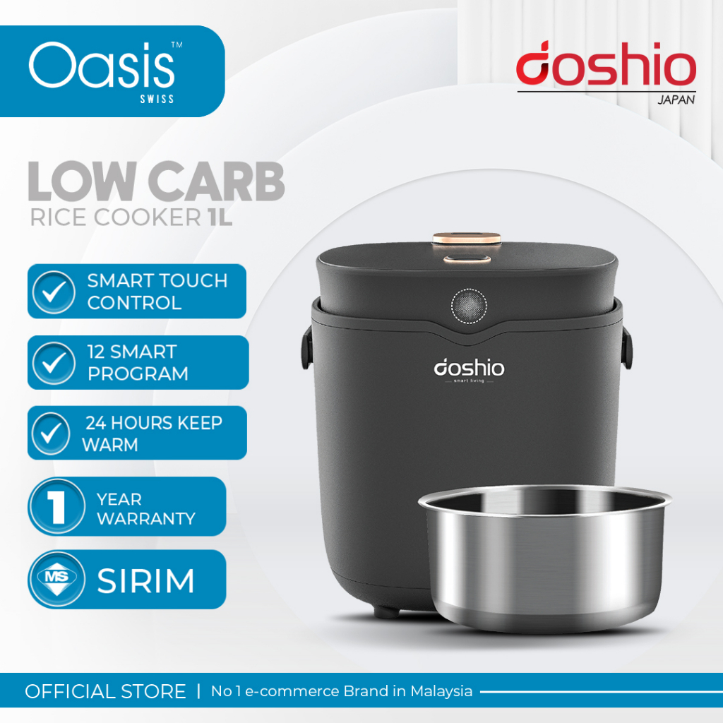 Doshio Low Carb Mini Rice Cooker Smart Touch/ Periuk Nasi Rendah Gula Shopee Malaysia