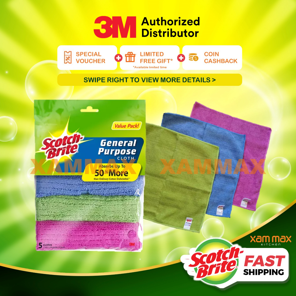 3M Scotch Brite 5 Pcs/Pack General Purpose Microfiber Cloth / Super