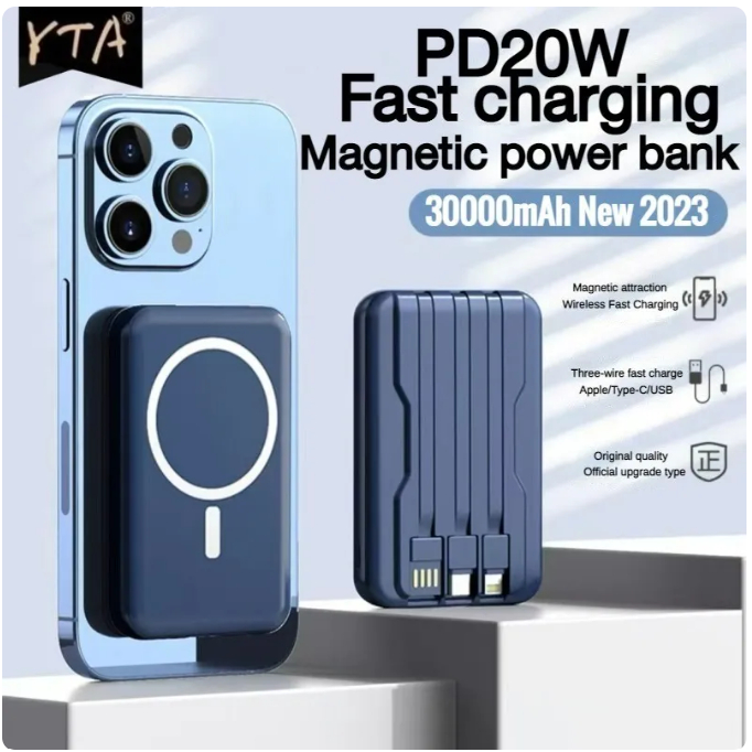 30000mAh For Magsafe Magnetic Wireless Power Bank Portable External ...