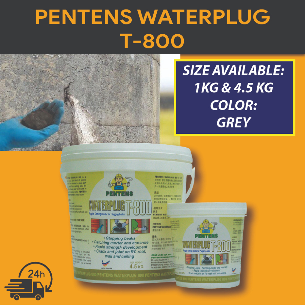 PENTENS WATERPLUG T-800 1KG & 4.5KG / Waterproof Water Plug Cement ...