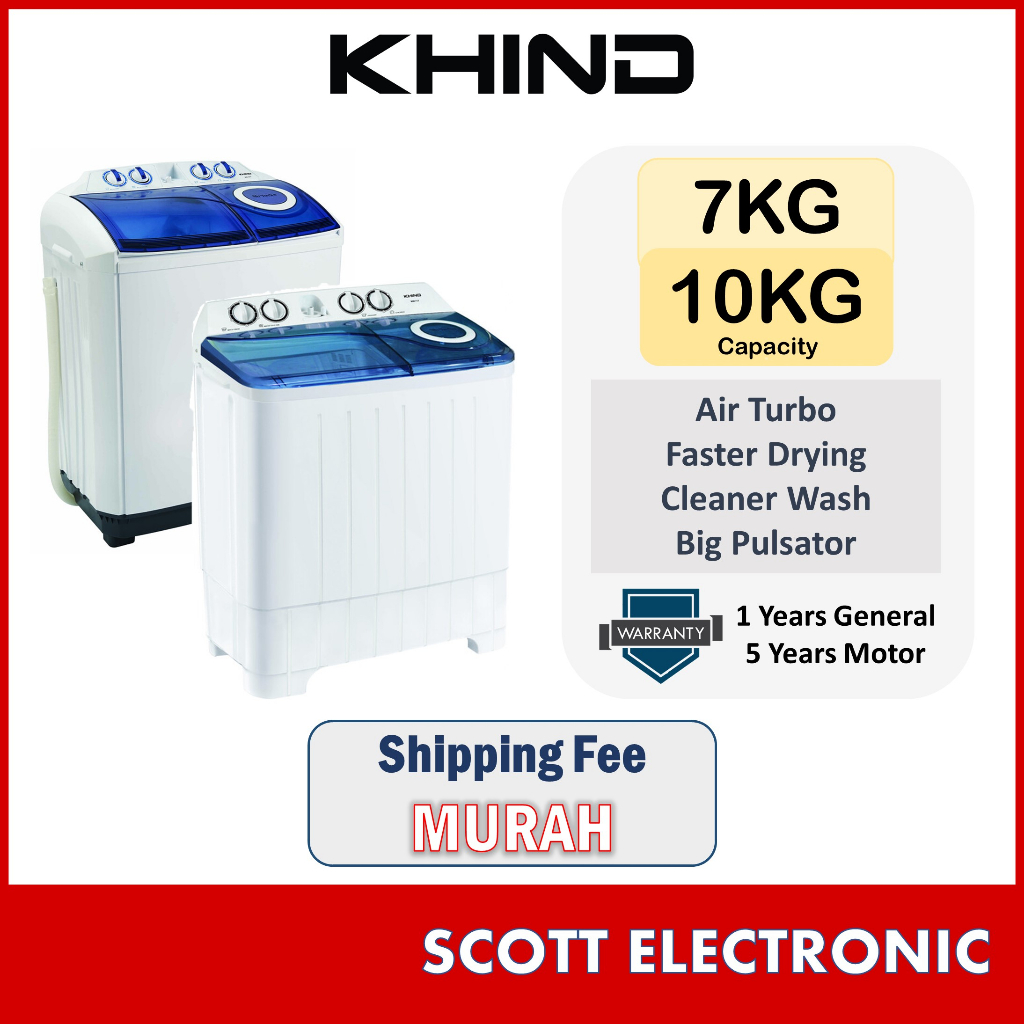 [Delivery By Seller Kedah & Penang] Khind 7KG 10KG Semi Auto Washing