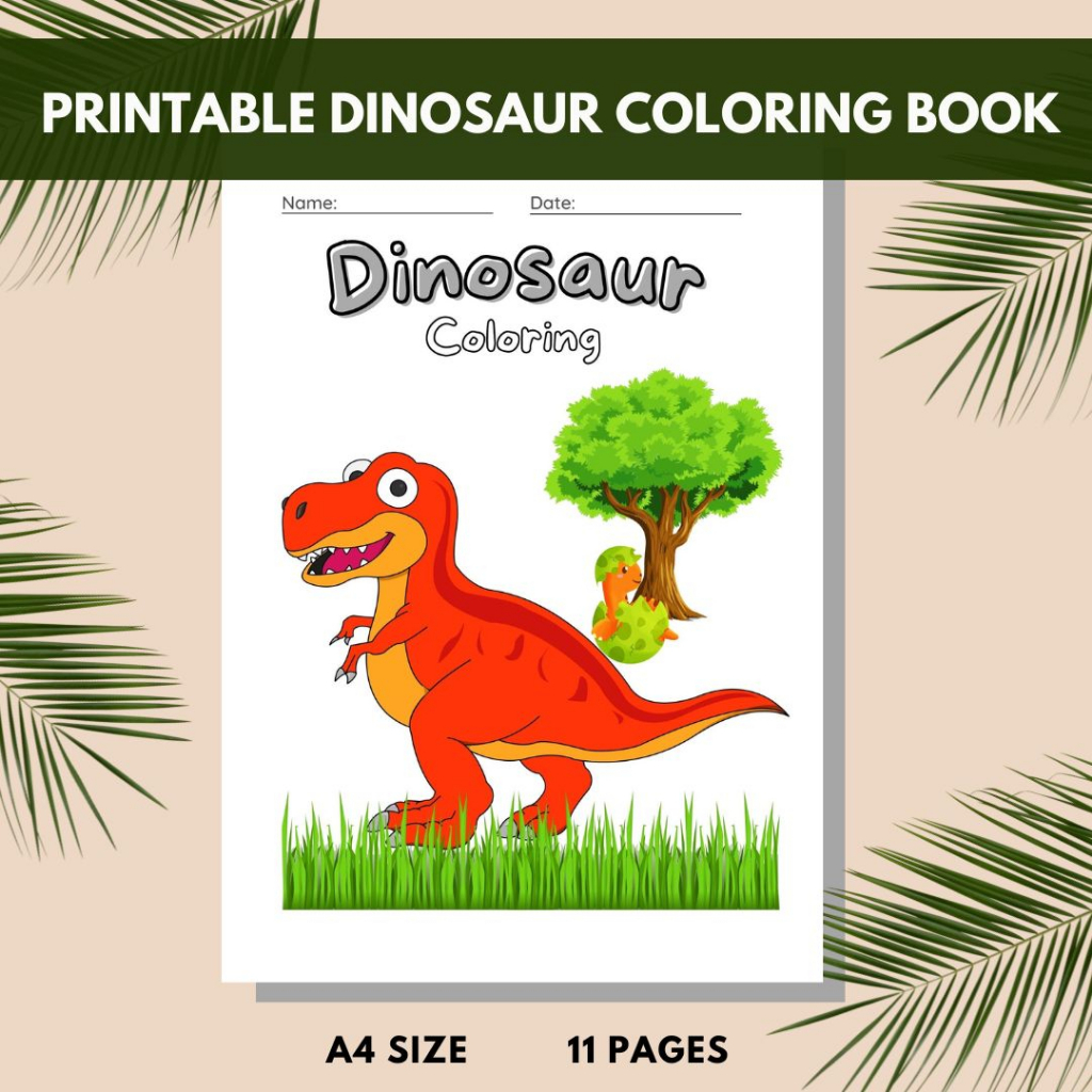 Printable Dinosaur Coloring Book for Kids | PDF 11 pages | Shopee Malaysia