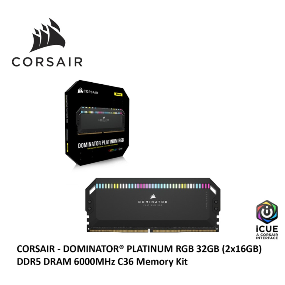 CORSAIR DOMINATOR PLATINUM RGB DDR5 DRAM Memory Kit | 6000MHz ...