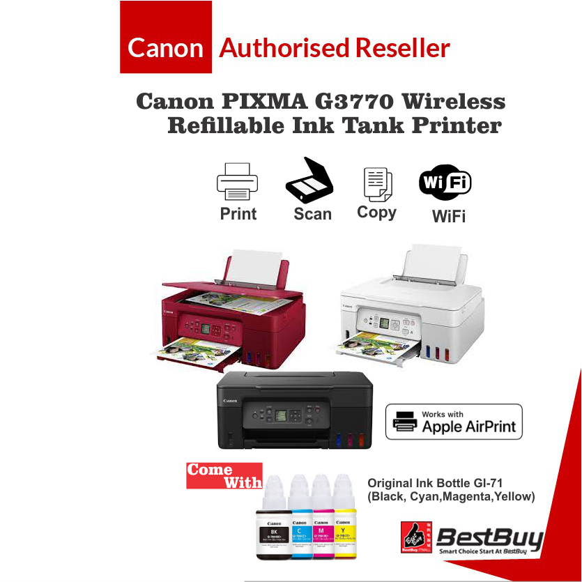 Canon Pixma G3770 All In One Ink Tank Wifi Printer Print Scan Copy Wi Fi Shopee Malaysia 5228