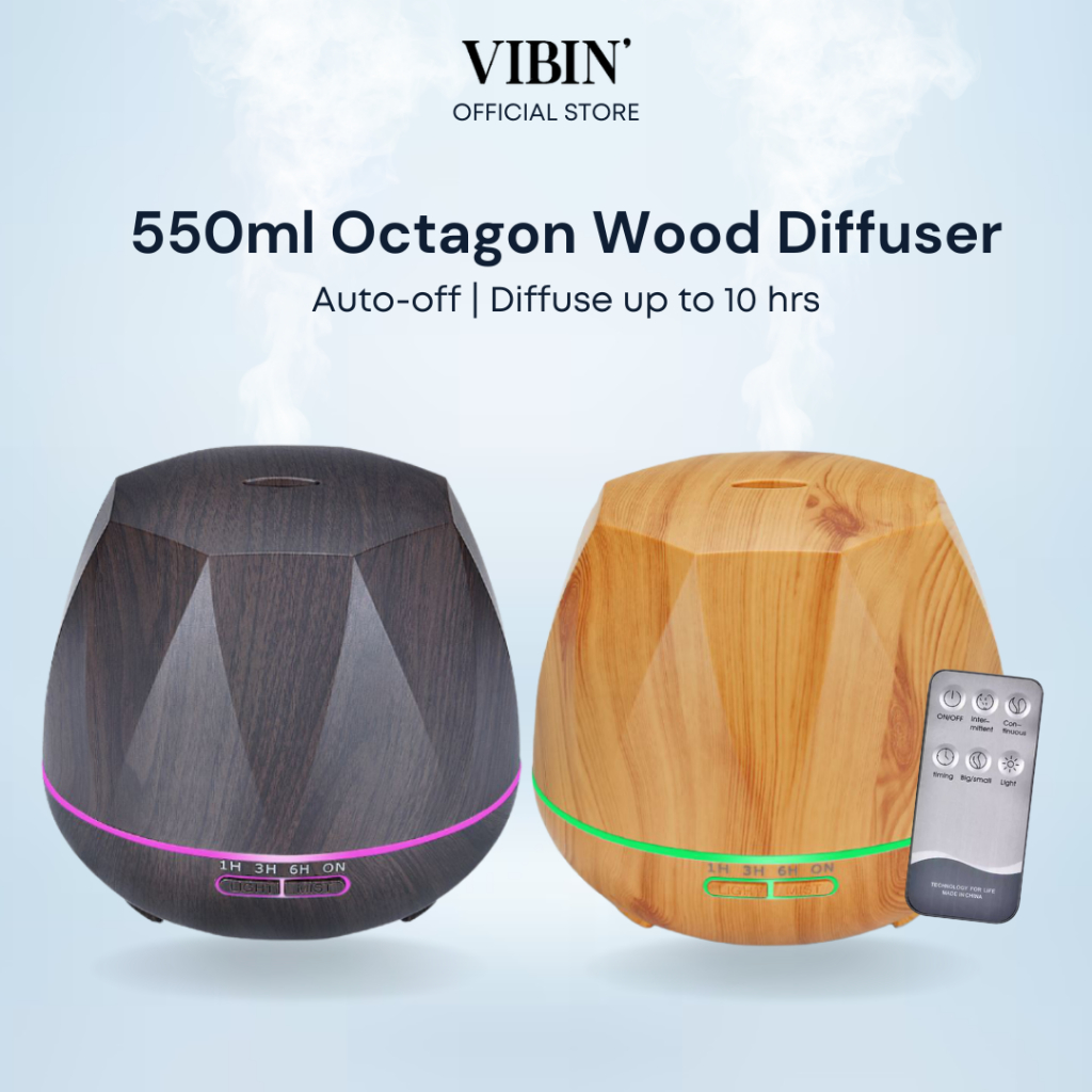 VIBIN' With Remote Wood Octagon Diffuser Air Humidifier Air Purifier ...