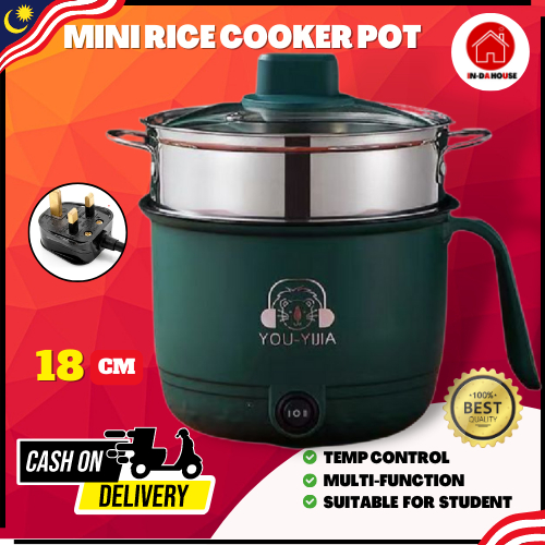 InDa House1.8L Non Stick Electric Pot Frying Pan Rice Pirtable Mini