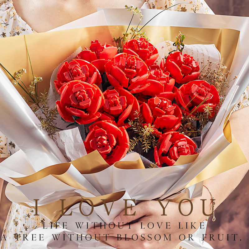 FLOWER BLOCK ROSE RED ROSE FAKE FLOWER DECORATIONS FLOWER SET rose