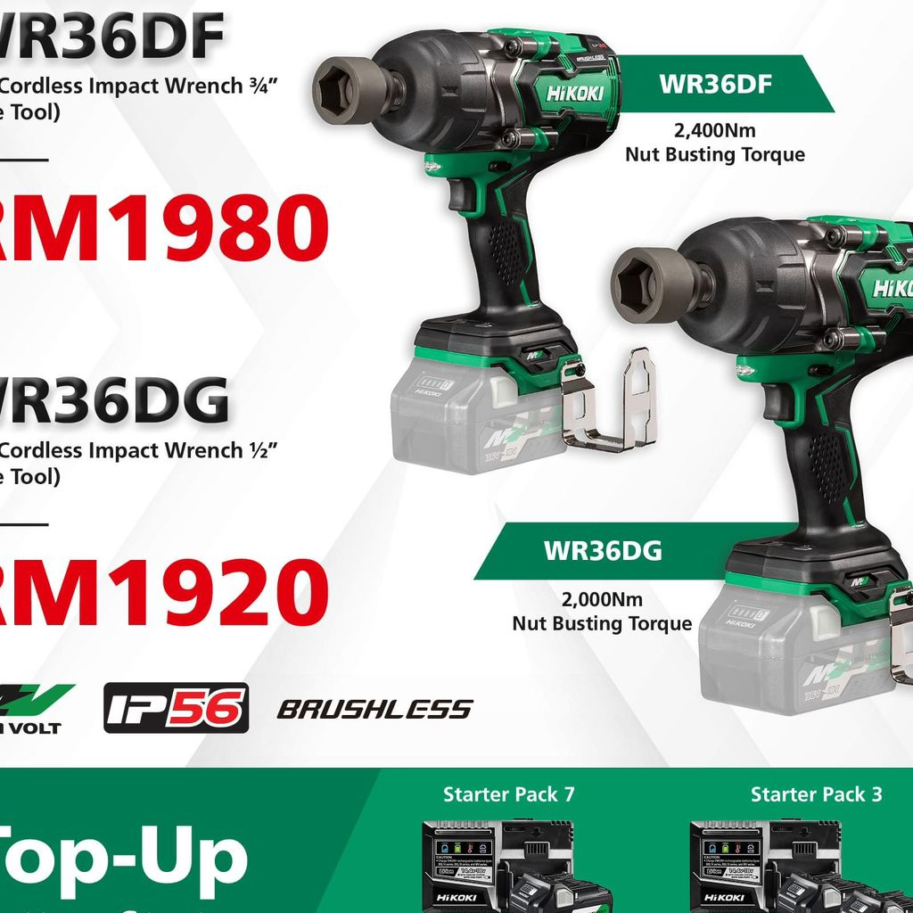 HIKOKI WR36DF 36V CORDLESS IMPACT WRENCH 1/4