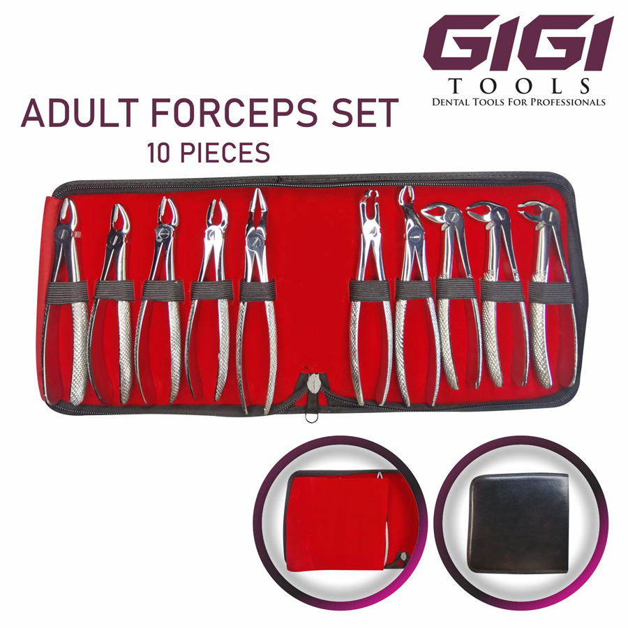 GIGI Tools Extracting Forceps Set 10Pcs Adult Forceps Kit For