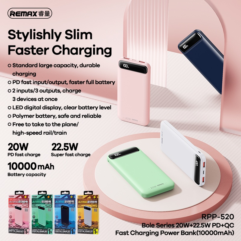 REMAX RPP-520 5A PD 22.5W 10000mAh Powerbank / Super Fast Charge / PD ...