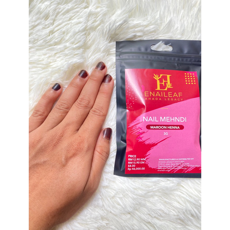 Enaileaf Nail Mehndi (Maroon) inai anti-luntur | Shopee Malaysia