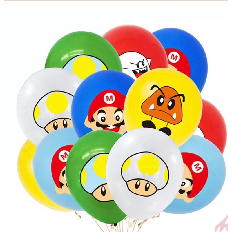 Super Mario Bros Balloons Lightning Mario Latex Round 12” Balloons ...