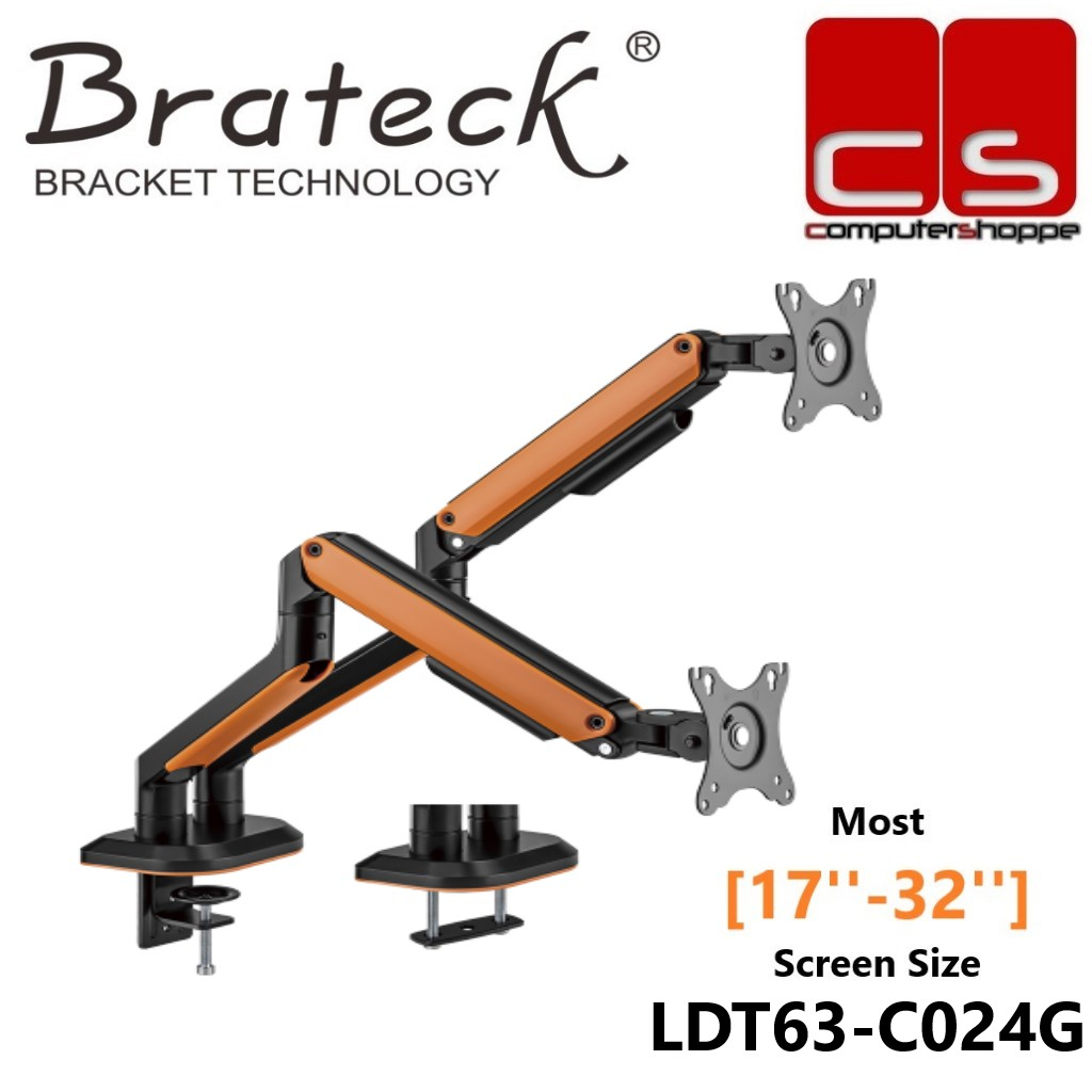 Brateck Dual Monitor Elemental Gaming Spring Monitor Arm - LDT63-C024G