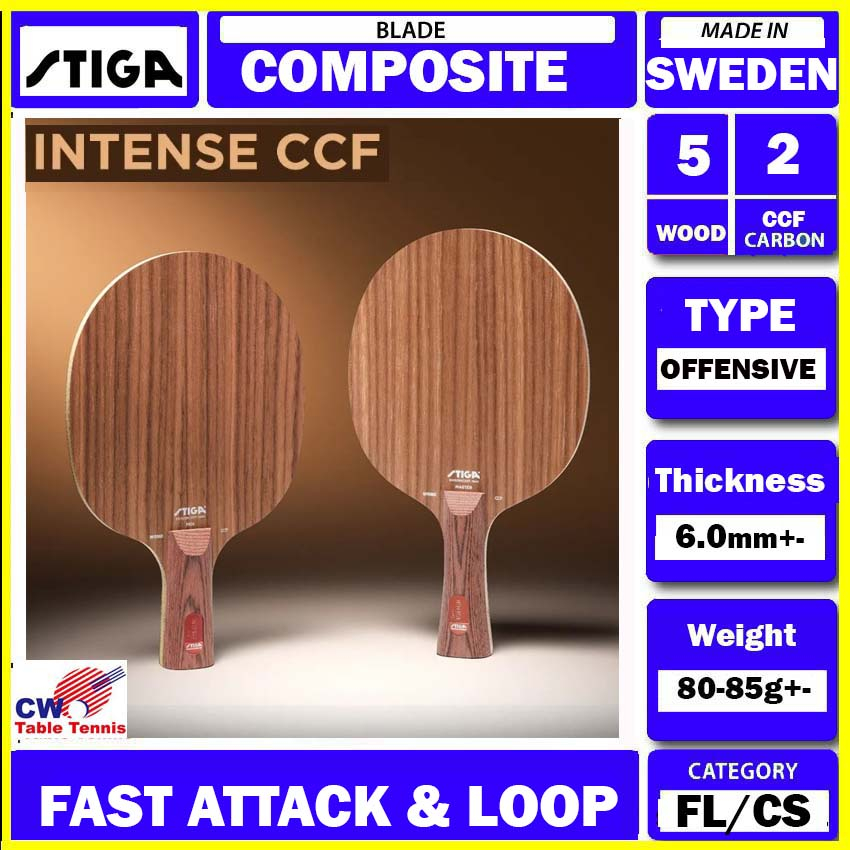 STIGA Intense CCF New Carbon Blade Table Tennis Bat Ping Pong Kayu Fast