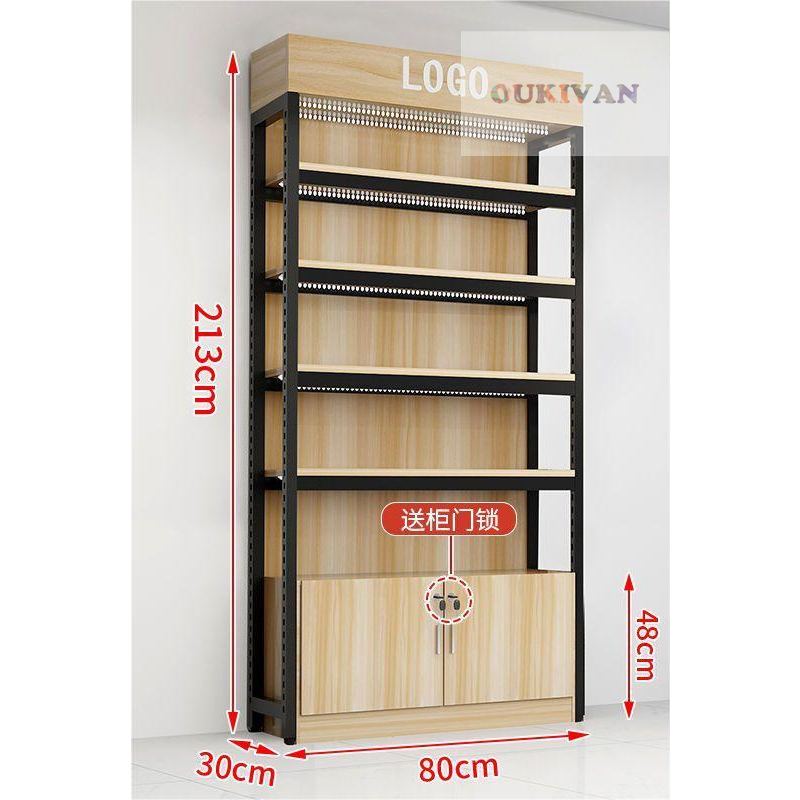 Adjustable Layer Display Rack With Storage Cabinet With Key Lock Rak ...