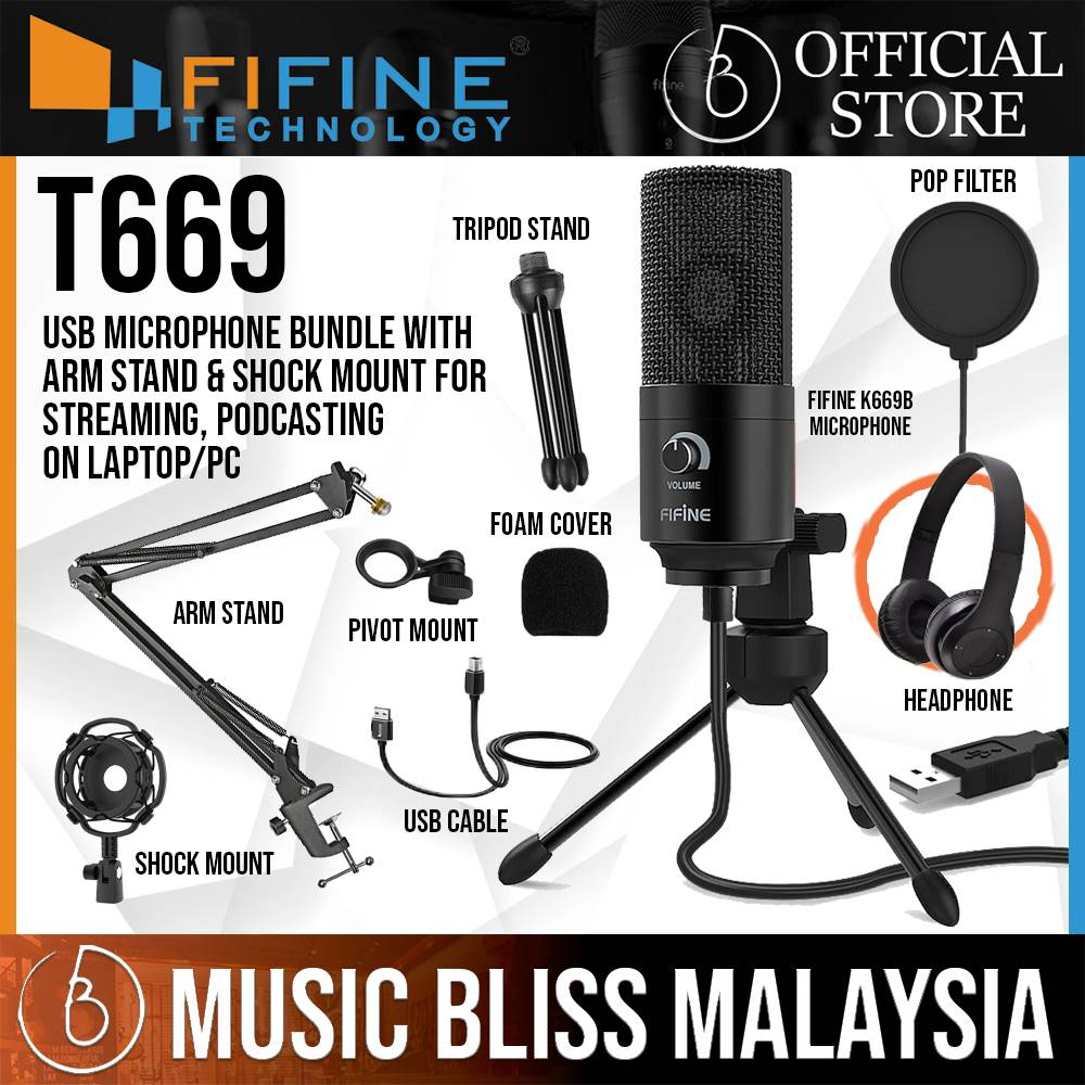 FIFINE T669 Studio Condenser USB Microphone, Computer PC Microphone Kit