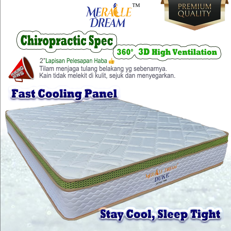 Tilam QueenDuke Comfort Top Panel + Fast CoolingChiropractic Spine Care Spring Mattress10