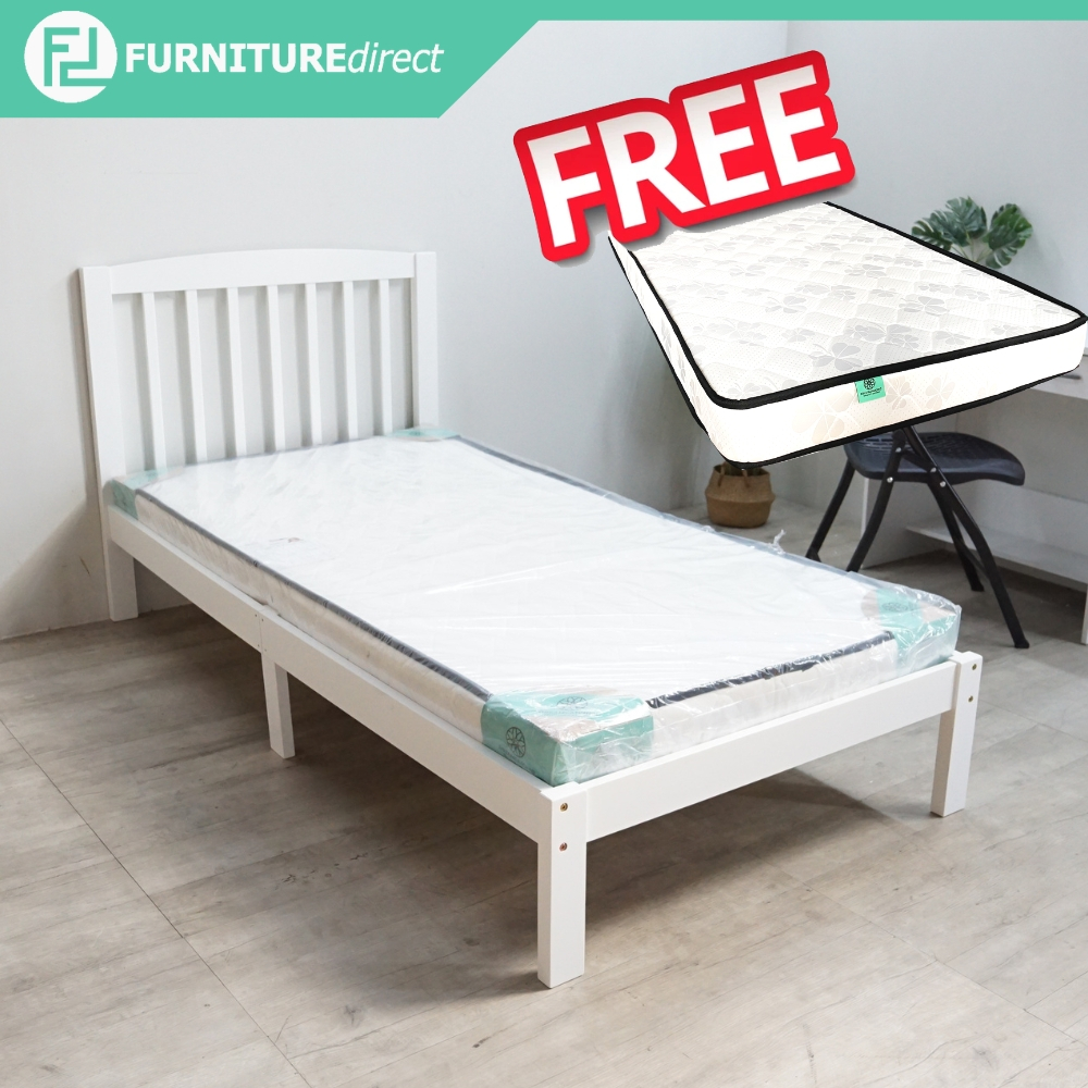 [FREE MATTRESS] single bed frame with mattress Furniture Direct DEBORAH