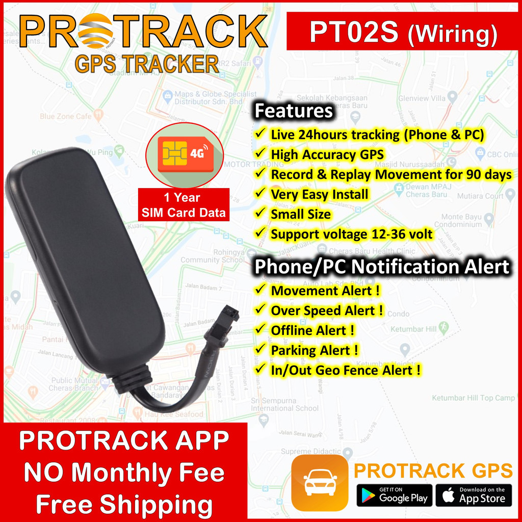 GPS Tracker PT02S Easy Install [12 Months GPS Data Included] for Car