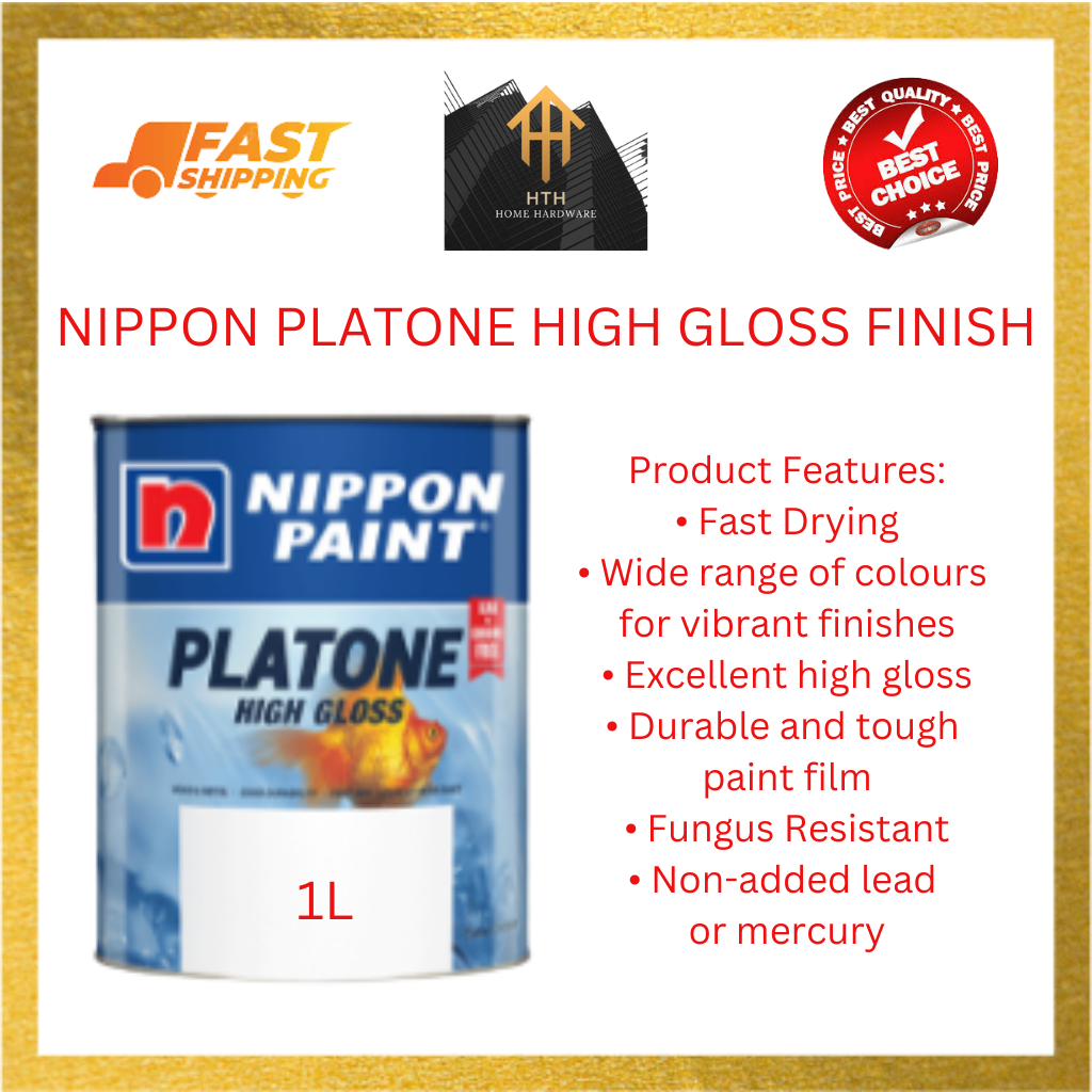 1L NIPPON PAINT PLATONE GLOSS FINISH FOR WOOD & METAL / CAT KAYU & BESI ...