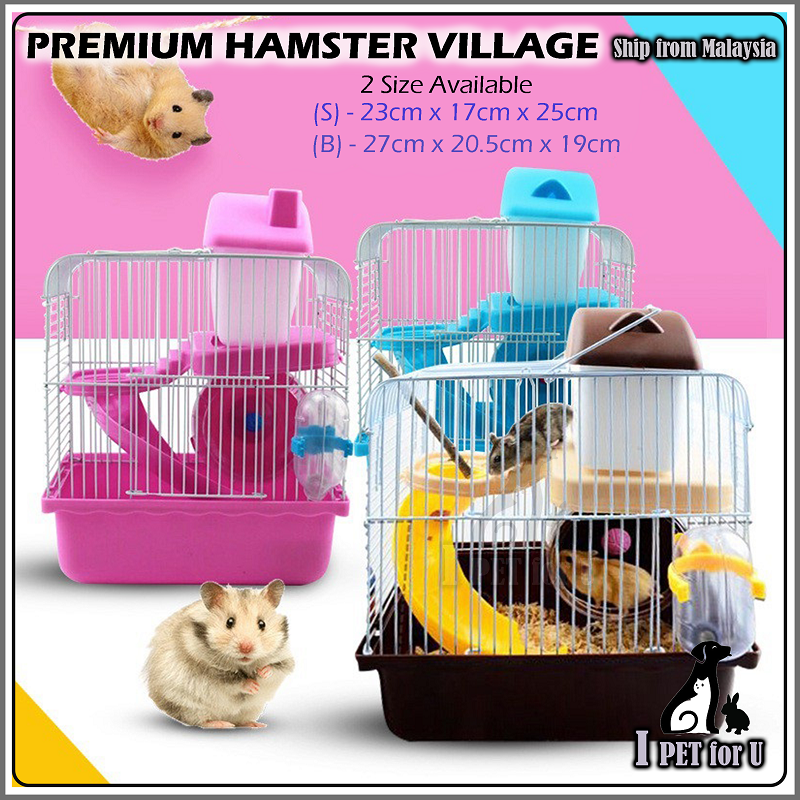 Image showcasing 🔥Ready Stock🔥2 layer hamster small cage 23x17x24cm with slide disk ...