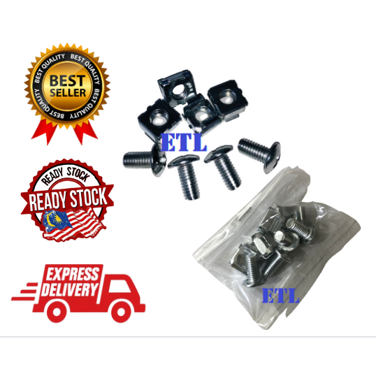 Server Rack M6 Cage Nuts and Screws 1pack 4pcs | Shopee Malaysia