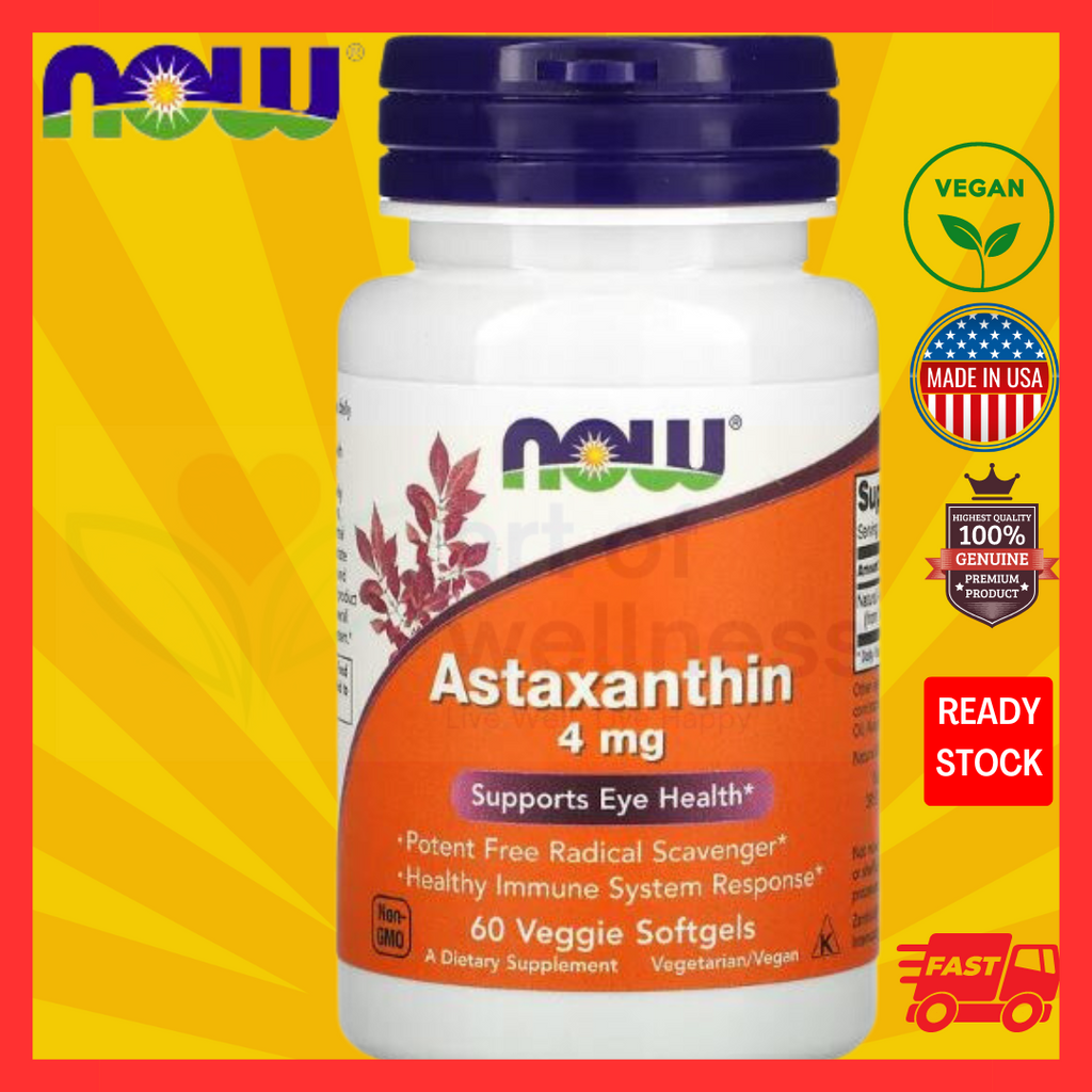 NOW Foods, 💥ASTAXANTHIN💥, 4 mg, 60 Veggie Softgels (SUPPORTS EYE HEALTH