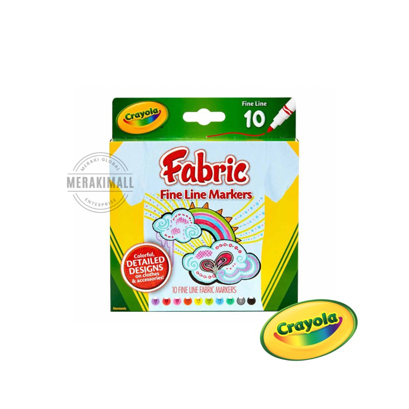 Crayola Fine Line Permanent Fabric Markers Safe and NonToxic Shopee