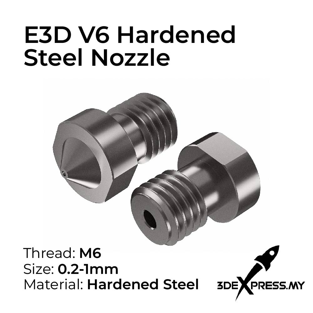 1 PCS - 3D Printer Parts Hardened Steel Die Steel Nozzle 1.75mm 0.2/0.3/0.4/0.5mm/0.6mm/0.8mm/1.00mm
