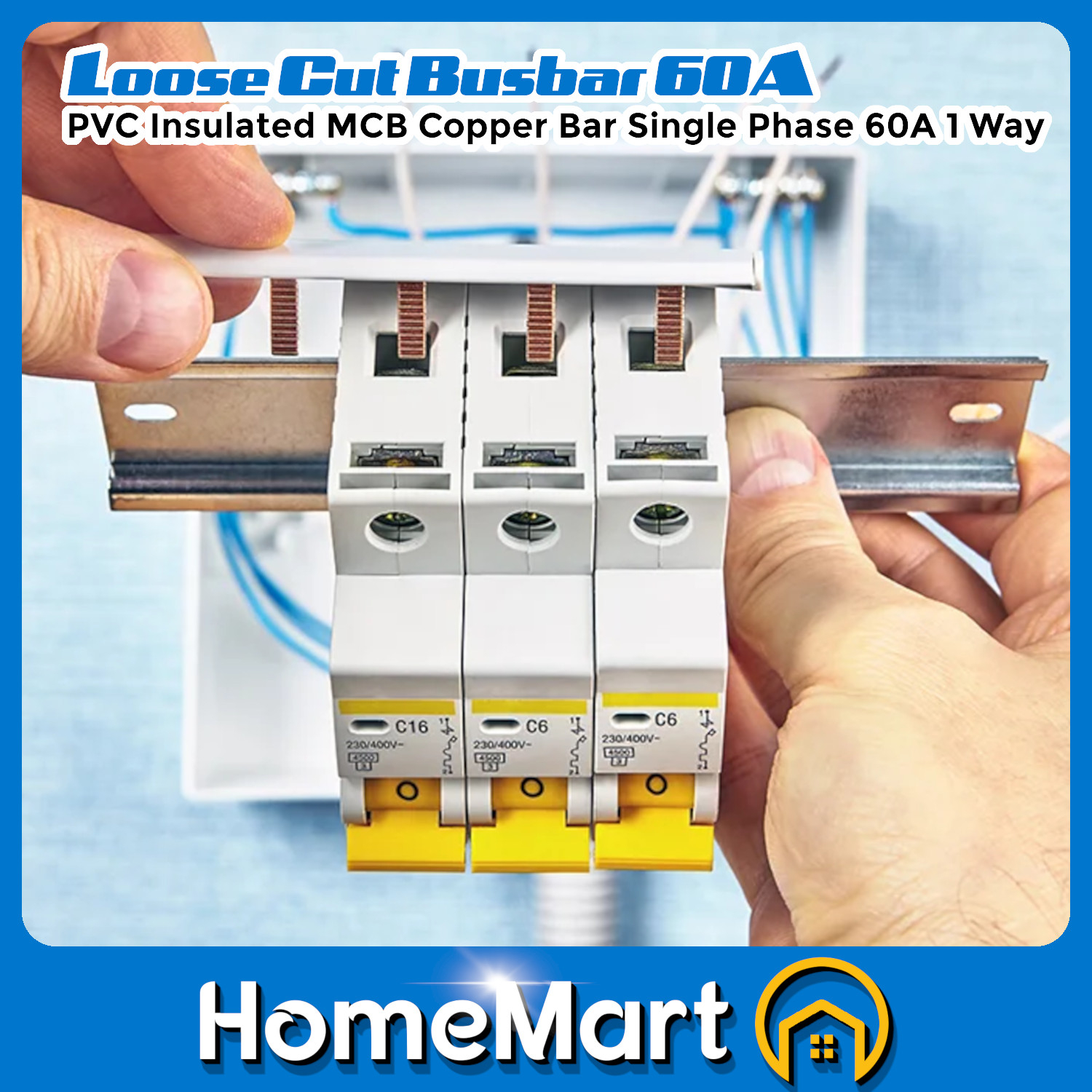 【Loose Cut】 Busbar 60A PVC Insulated MCB Copper Bar Single Phase 60A 【1 ...