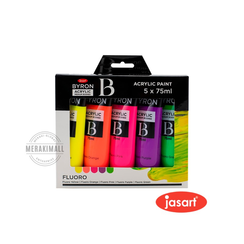 Jasart Byron Acrylic Paint Set Fluorescent Colour MediumBodied Non