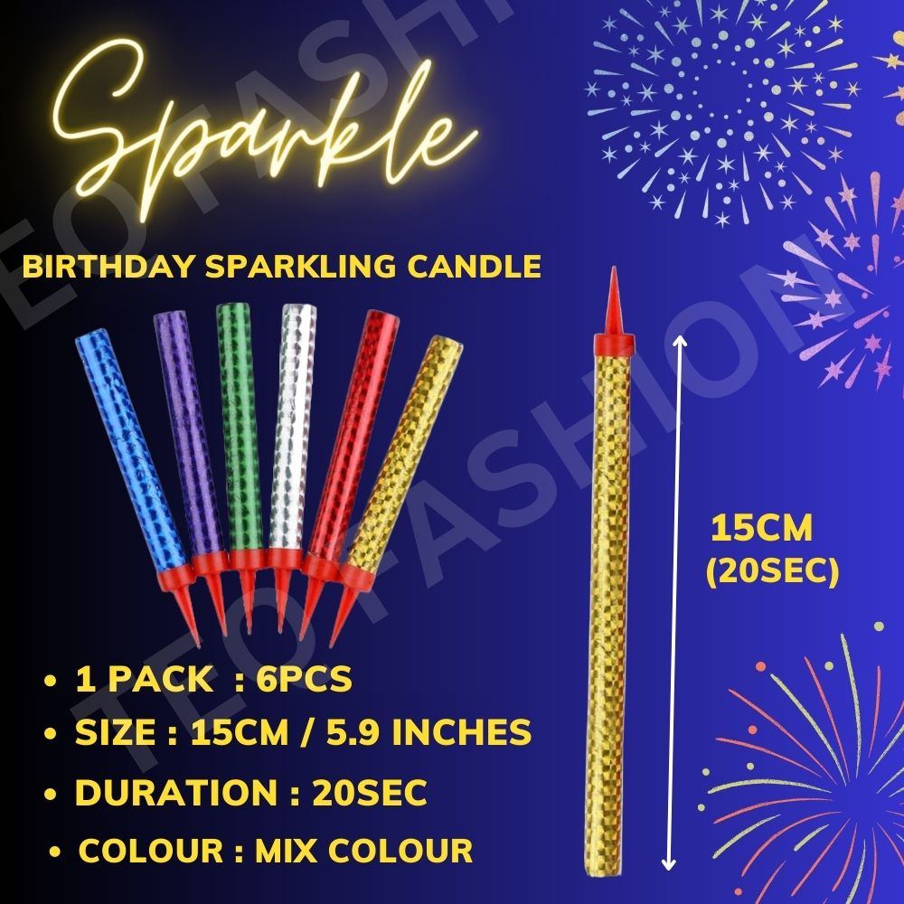 HOT SELLINGBirthday Firecandles Sparkling Candle15cm(20Sec)6pcs